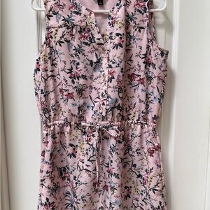 Nicole Miller Sleeveless Pink Floral Tie-Waist Dress